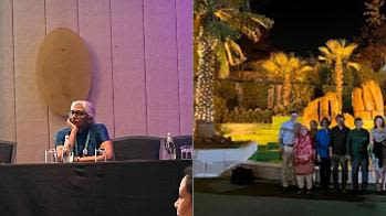 Left photo: Professor Tahmina Banu and Professor Kokila Lakhoo presenting at the conference. Right photo: The surgical team.